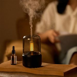 Umidificatore d'aria a lume di candela Diffusore di aromi Portatile Cool Mist Maker 120ml Nebulizzatore USB elettrico 8-12 ore con luce notturna a LED