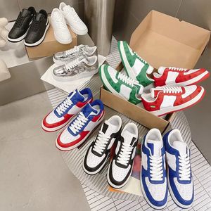 Designer Sneaker by Virgil Casual Shoes 1s 1 Calfskin Leather Abloh White Green Red Blue Letter Overlays Platform Low Top Sneakers Size 35-45