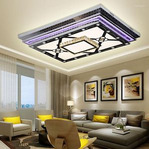 Ceiling Lights Lamp Rectangular Living Room Modern Simple Headlight LED Colorful Remote Control Household Crystal Wholesale