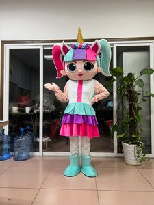 Einhorn-Mädchen-Cartoon-Figuren-Maskottchen-Kostümfabrik, heiß, professionelle Erwachsenengröße