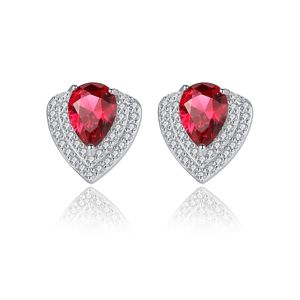 Water Drop Stud Earrings S925 Silver Micro Set Zircon Colored Gemstone Heart Earring Fashion Women Earring Wedding Party SMEEXEINS