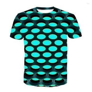 Camisetas masculinas 2022 Camiseta unissex masculina impressão 3D Ilusão de óptica Óptica redonda pescoço casual Tops de manga curta