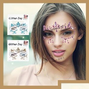 Andra festliga festförsörjningar hartdiamantklistermärke Böhmen Tribal Style Glitter Joy Crystal Tattoo Stickers för kvinnor möter Forehea Dhlum