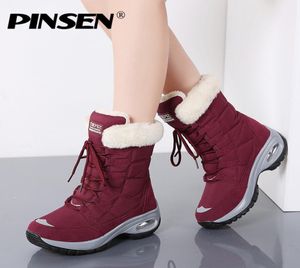 PINSEN New Winter Women Boots High Quality Keep Warm MidCalf Snow Boots Women Laceup Comfortable Ladies Boots chaussures femme T5636371