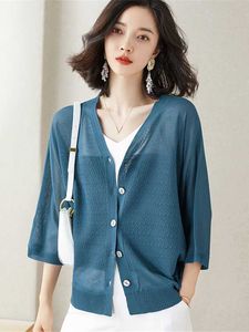 Kadın Sweaters Fashion 2022 Kore Yeni Altın Gümüş Örme Yelek İnci Düğmesi Kadınlar Parlak İpek İnce Sweater Ceket Seksi Vhals Kazak Üstleri J220915