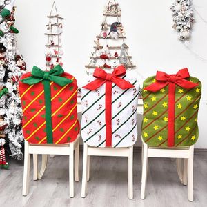 Camas de cadeira Capa de desenho animado Creative Christmas Christmas Bowknot Gift Backrest Year Gifts Table Ornament for Wedding Engagement