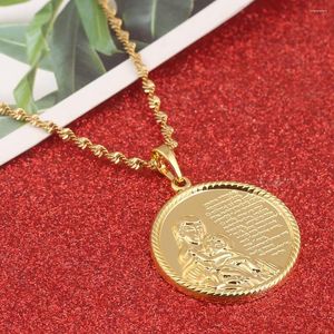 Pendant Necklaces Religious Jewelry Gold Color Virgin Mary Pendants Chain Women Christianity Medal