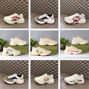 Designer shoes sneakers casual shoes beige butter dirty run retro red-green net stripes Luxurys two-color rubber sole classic 36-44