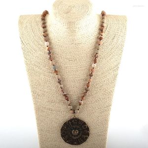 Naszyjniki wisiorek nastroje modowe bohemian plemienna biżuteria naturalna kamień naturalny długi metalowy metalowy naszyjnik etniczny