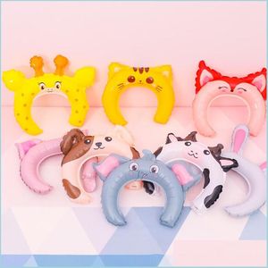 Party Favor Aluminum Film Hairband Toy Balloons Hair Stick Decorate Cartoon Animal Monkey Head Bands Sell Well 0 44Qp J1 Drop Delive Dh5Fw