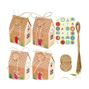 Weihnachtsdekorationen Weihnachtsdekorationen Kleine Geschenkboxen 24 wiederverwendbares Kraftpapier im Premium-Design in verschiedenen Farben Thema für Süßigkeiten Dhf2Z