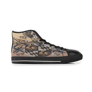Sapatos personalizados Classic Canvas High Cut Skateboard Triple Black Aceitar Customiza￧￣o Impress￣o UV Low Mens Womens Sports Sneakers Breathable Color 836