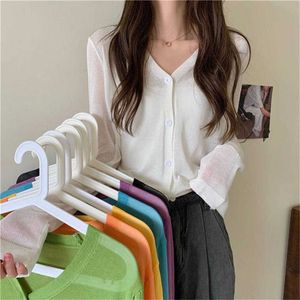 Women's Sweaters Thin Part Sunscreen Air Conditioning Vest Summer Loose Vhals Long Sleeve Female Clothing Women Shirts Blouses Wholesale J220915