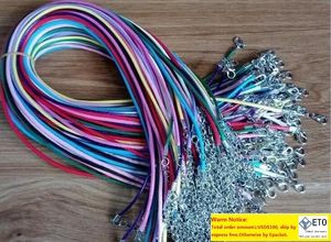 100pcs colorido colar de couro de cera fivela de fivela de camar￣o de j￳ias cord￣o cord￣o de couro com corrente