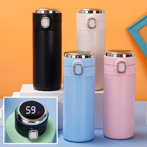 Water Bottles Smart 304 Stainless Steel Vacuum Cup Candy Colors Temperature Display Business Gift inCar Thermos Christmas Gifts 221124