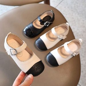 Flat Shoes Spring Autumn Girls Black White Patchwork Leather Kids Flats Children Mary Janes Baby Princess Shoe Toddlers