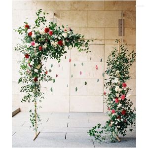 Dekorativa blommor Flone Artificial Outdoor Square Wedding Arch Metal Flower Backdrop Stand Home Decoration Rectangular Decor