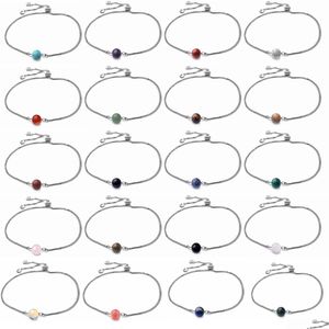 Catena Guarigione Cristallo Tenns Braccialetto Braccialetti 8Mm Perline Di Pietra Chakra Pietre Preziose Polsino Braccialetto Cavigliera Gioielli Regolabile Per Me Dhgarden Dhqhr