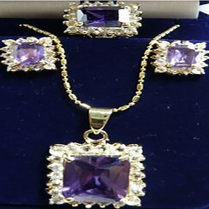 beautiful new 4 choices wholesale noble blue pink red purple crystal perfect match design earrings necklace ring