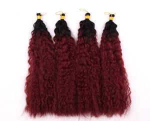 Fashion Beautful Hair Kinky Crochet Braids African American Synthetic Extensions Ombre burgundy color2886887