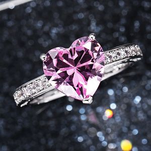 Heart Zircon Rings Diamond Solitaire Ring for Women Lover Wedding Vanlentine's Gift