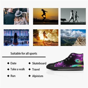 Anpassade skor klassisk duk h￶gskuren skateboard casual trippel svart acceptera anpassning uv tryckning l￥ga m￤n kvinnor sport sneakers andas f￤rg 900