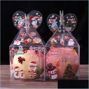 Gift Wrap Plastic Transparent Apple Gift Box Christmas Eve Candy Cake Case Ornaments Santa Claus Stars Packing Container Personality Dh0P3