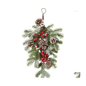 Christmas Decorations Christmas Decorations Artificial Teardrop Swag Mixed Pine Cone And Berry For Front Door Wall Window Holiday De Dhudp