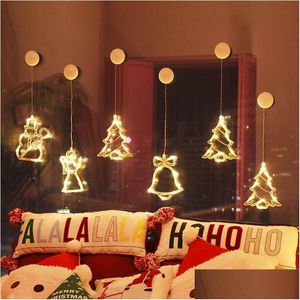 Decorazioni natalizie Decorazioni natalizie Santa Bell Elk String Light Tree Decoration Lampade a sospensione Ornamento per feste a casa 2022 Navi Dhjba