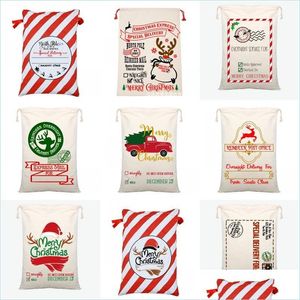 Рождественские украшения Специальная доставка холст Санта -мешок с рождественскими украшениями Dstring Bag Ornament Heavy Mout Gift Candy 50x DHJ7L