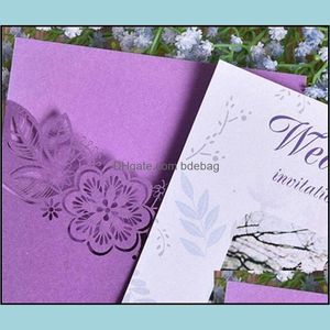 Grußkarten Lila Lasergeschnittene Hochzeitseinladungskarten Papiergrußkarteneinladung zum Heiraten Hollow Out Portable 0 88Cf Dd D Dhsqc