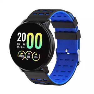 119 Plus Smart Watch Men Women Женщины кровяное давление водонепроницаемые спортивные круглое круглое интеллектуальное фитнес -трекер для Android для iOS Android