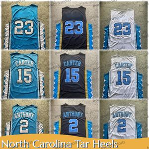 NCAA Basketball Jersey North Carolina Tar Heels Mens 15 Vince Carter Cole 2 Anthony #23 College Blue Black White University Jerseys Men