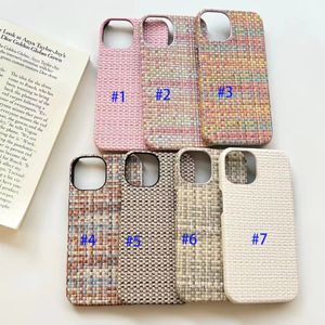 Vävt mönster halvpaket telefonfodral för iPhone 14 plus 13 12 11 Pro Max XS XR Fashion Anti Fall Sock Proof Cover