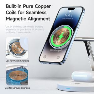15W Magnetic Charger för iPhone 14 13 Pro Max Apple Watch AirPods Desk Wireless laddningsstativ