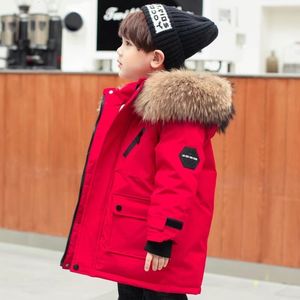 Down Coat Boys Down Jacket winter Thick Warm Outerwear Boys Kids Parka Real Fur Hooded Snowsuit Children's Glothes 10 12 14 Year 221125
