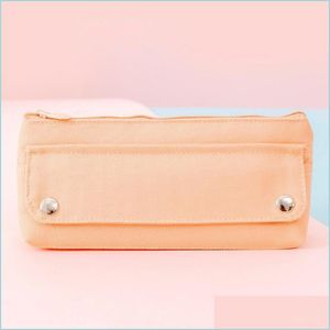 Pencil Bags Oxford Cloth Pencil Case Kawaii Student Stationery Box Pen Bag Pouch School Supplies White Pink Green Yellow 898 B3 Drop Dhwes