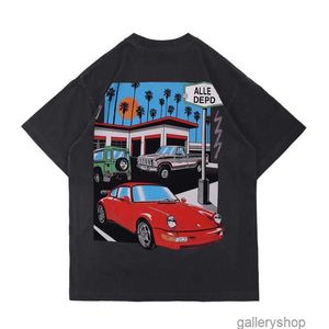 Men's T-Shirts 21ss Spring Summer American Unisex Drive Thru Car t shirt distressed Vintage Tee Skateboard Men Women High Street Casual Tshirt9RNC
