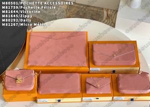 Micro metris mensagem mini saco de corpo cruzado M81267 Designer rosa e branco Sacos diários de embreagem diária Mulheres Galeira Zippy M81645 Victorine M80501 M80292 M81759