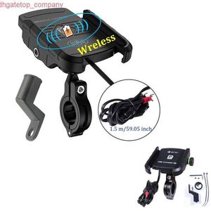 Bilmotorcykel mobiltelefonhållare med USB -laddare QC 3.0 Trådlös laddare Motorcykel spegel GPS Stativfäststelefonstöd