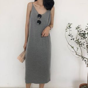 Casual jurken M XL Sexy losse midi jurk streetwear mouwloze katoen wit zwart grijze basis vrouw zomer skinny tank