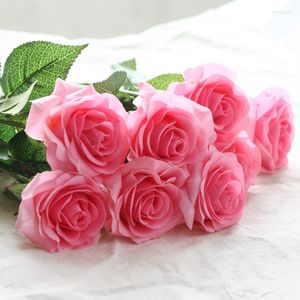 Kwiaty dekoracyjne 11pcs prawdziwy dotyk róża sztuczna biała czerwona realistyczna fake Fake Flower DIY Buquet Wedding Birthday Party Home Decor