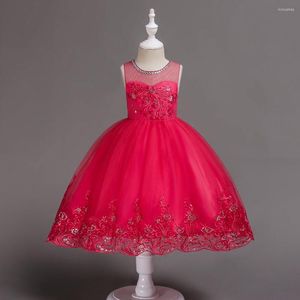 女の子のドレス子供用ドレスペティスカートフラワーガールズウェディングショートプリンセスローズカラー