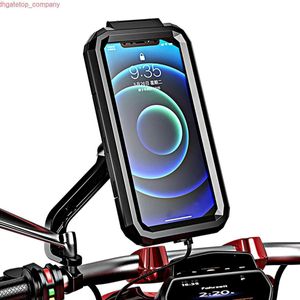 Supporto per telefono cellulare per moto impermeabile per auto per supporto per smartphone da 4,7-6,8 pollici Supporto anti-vibrazione per specchietto retrovisore con touch screen