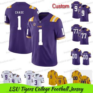 LSU Tigers 2 Jefferson Futbol Forması 3 Odell Beckham Jr. Burrow 1 Chase Delpit Fournette Peterson Mathieu 7 Beyaz Mor Kolej Formaları Özel Erkek Kadın Çocuk Gençlik