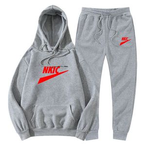 Nya herrar med m￤n och svettbyxor 2 -stycken Set Spring Autumn Sports Sport L￥ng￤rmning Set M￤n Sweatsuit varm