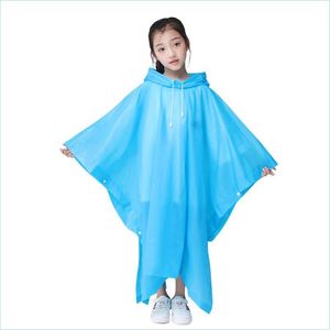 Raincoats Water Proof Emergency Hood Rain Coat Transparent Plast Tjock utomhus forsr￤nning Poncho Rainwear Kid Boy Girl Raincoat Mti C DHT1J