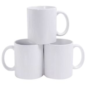 Sublimazione Blanks Mug Personalità Trasferimento termico Tazza in ceramica 11 once Tazza di acqua bianca Regali per feste Bicchieri all'ingrosso