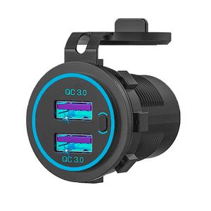 36w Dual USB Charger Quick Charger 3.0 Porta Powers Impermeadt 21V/24V Socket Charger com interruptor de energia para carro de carro de golfe moto