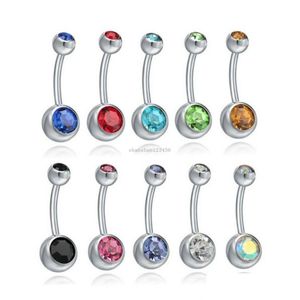 Navel Bell Button Rings Crystal Piercing Belly Rings Stainless Steel Button Ring Women Fashion Body Jewelry Drop Delivery Dhtuq